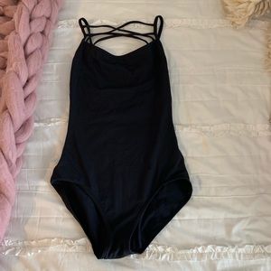 capezio strappy black leotard
